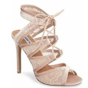 Steve Madden blush Velvet and Lace Strappy Sandal